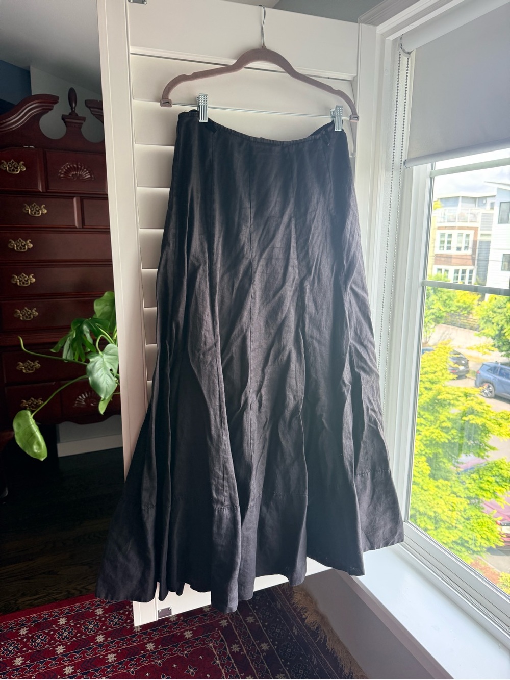 Black Maxi Skirt - Classic A-Line Women's Skirt Linen